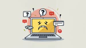 frustrated computer with inquiry icons 316655